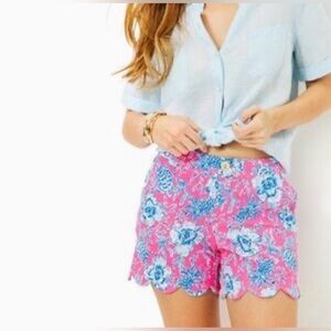 LILLY PULITZER Women’s Buttercup Scalloped-Hem High Waist Shorts Size 12